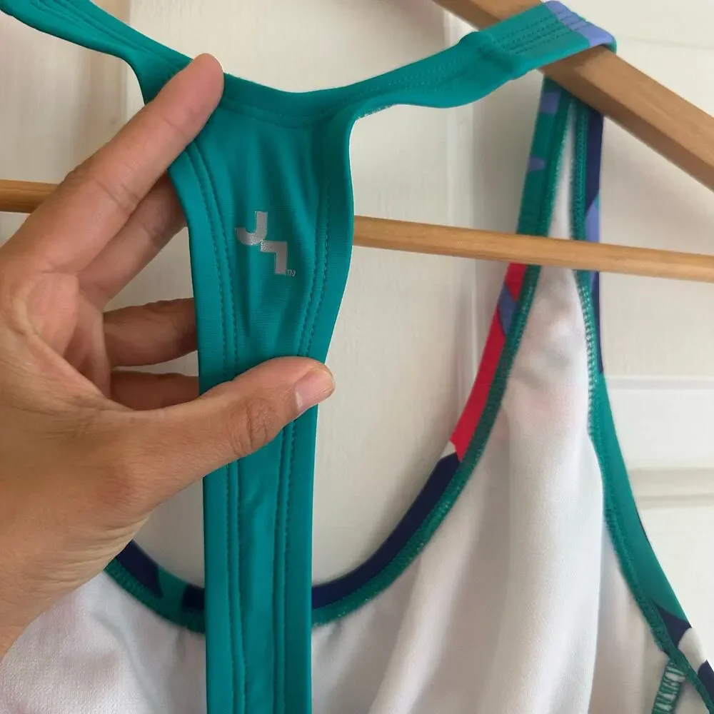 Joy Lab Front-Zip‎ One-Piece Swimsuit Multicolored Retro Size Small